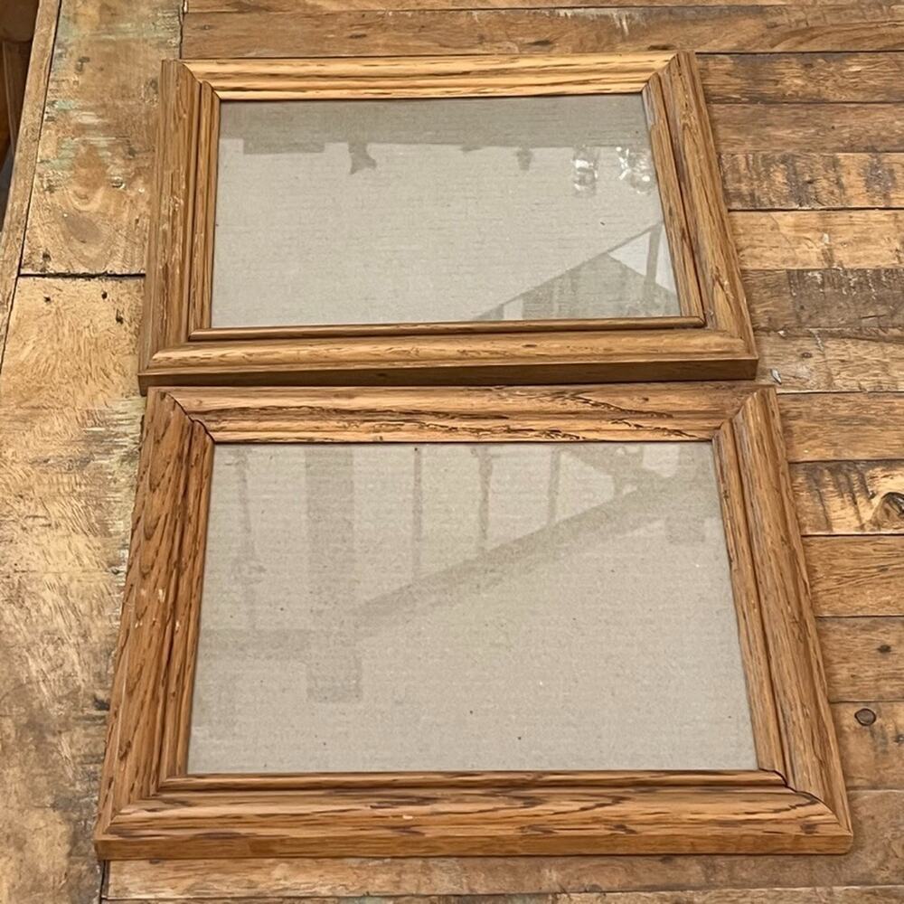 Vintage Wooden Rectangle Picture Frames Set of Two 8 x 10 in Classic Wood Grain